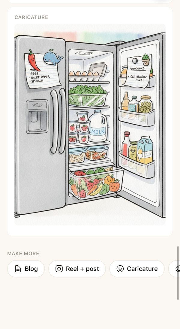 A hand-drawn caricature of the fridge, made from the capture